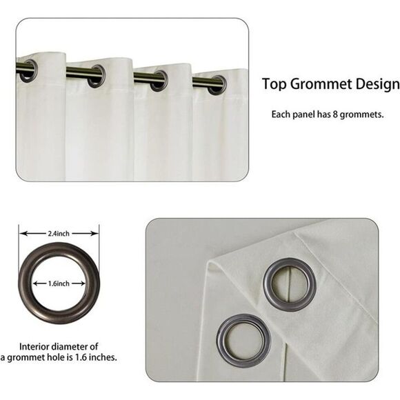 White Grommet Curtain Panels 52" x *82" Set of 2 by Lordtex - Picture 7 of 7
